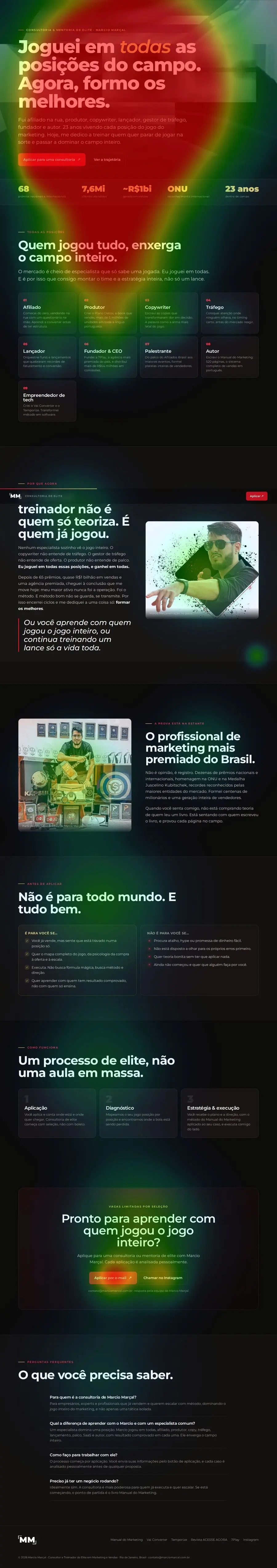 Mapa de calor preditivo gerado pela Vai Converter sobre a página real de marciomarcal.com.br