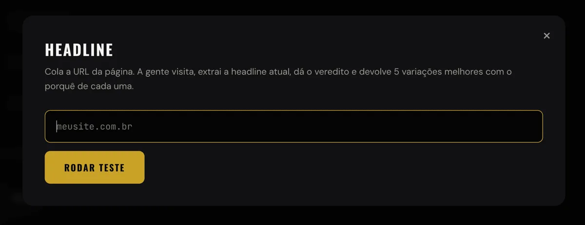Escolha a Página para analisar a Headline